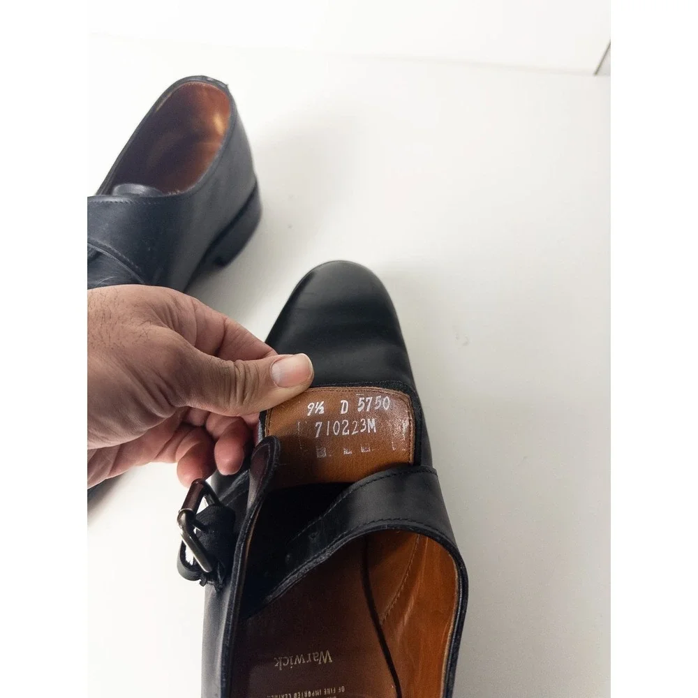 Allen Edmonds Warwick Shoes Mens‎ US 9.5 Black Monk Strap Dress Leather